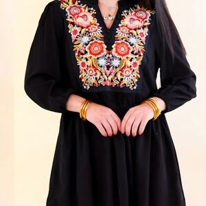 Savanna Jane Black Dress with Multicolor Floral Design Small 1426